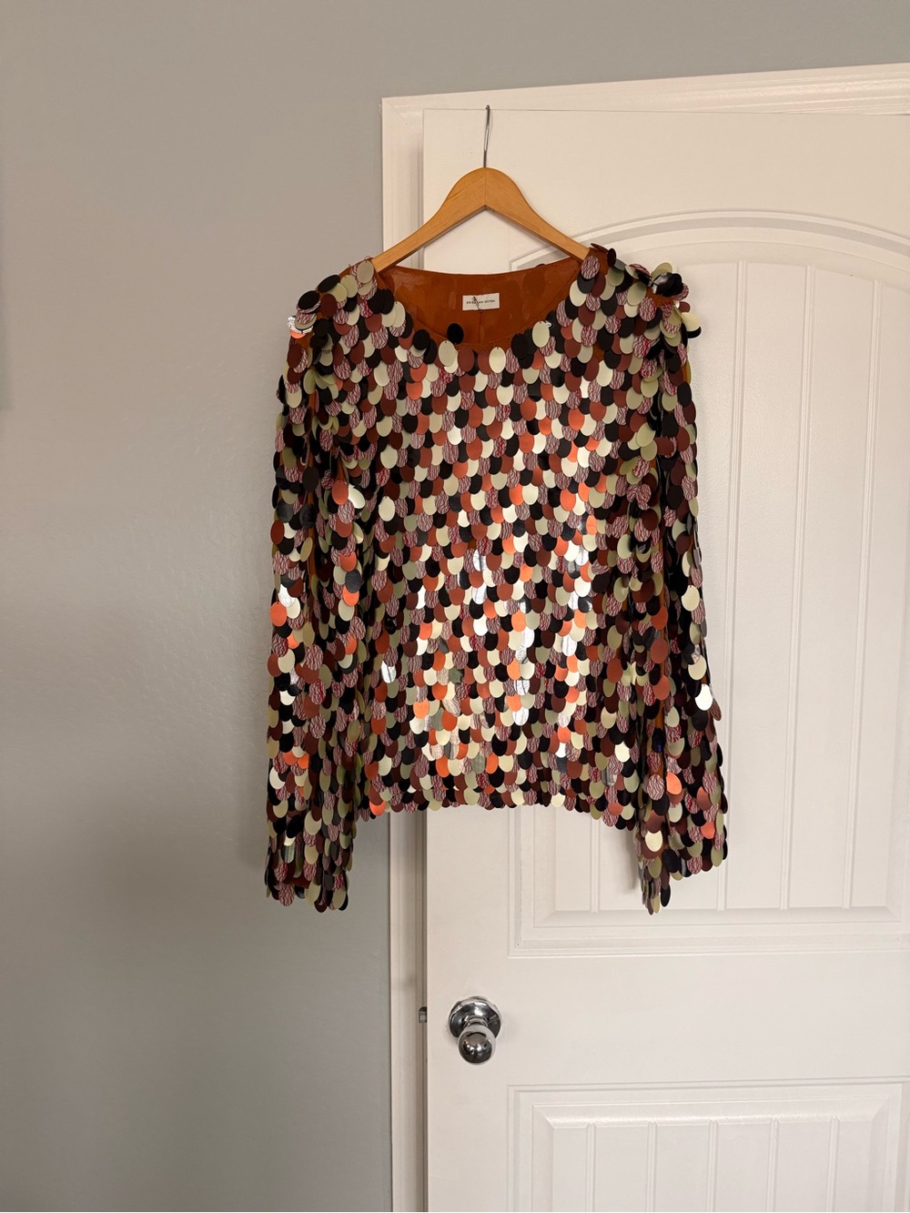 Sequin Disc Sweater in Burgundy and Rose - Picture 13 of 13